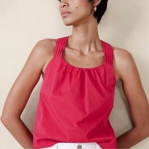 NWOT BANANA REPUBLIC Taffeta Twist Back Sleeveless Top in Maui Rose, XL